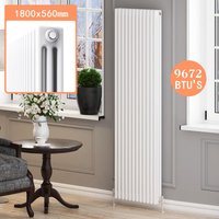 ELEGANT Central Heating Traditional Radiator Cast Iron Style White Triple Column Radiator 1800 x 550 mm Vertical