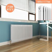 Elegant - Traditional Radiator Cast Iron Style White Triple Column Radiator 600 x 1177 mm Horizontal