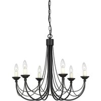 Elstead Carisbrooke - 6 Light Multi Arm Chandelier Black Finish - Glass Shades Not Included, E14