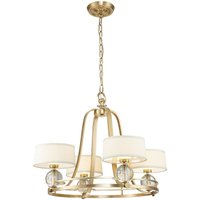 Elstead Quoizel Gotham Multi Arm Chandelier with Shades Brushed Brass