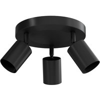 EMITTO 3-Way Spotlight Ceiling Light Adjustable GU10 Modern Black Round Base