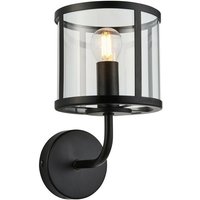 Hopton Glass Shade Wall Lamp Matt Black - Endon