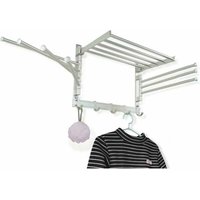 Etendoir à suspendre Séchoir à Linge Pliable - Porte-Serviettes pivotant Mural - avec Crochets et Bras pivotants - Gain de Place dans la buanderie et