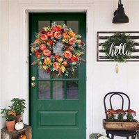 Fall Peony and Pumpkin Wreath - Autumn Year Round Wreaths for Front Door, Fall Wreath, Autumn Front Door Wreath