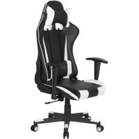Beliani - Faux Leather Reclining Office Chair Swivel Adjustable Height Black White Gamer