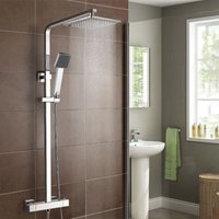 Roxy Square Thermostatic Exposed Mixer Shower Set Twin Head And Bar Kit
