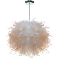 Feather Pendant Light Modern Hanging Ceiling Lamp Romantic Chandelier with Ø25cm Lampshade for Kitchen Island (White)