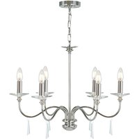 Elstead - Finsbury Park - 6 Light Multi Arm Chandelier Polished Nickel Finish - Shades Not Included, E14