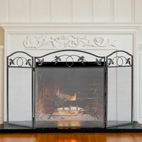 Costway - Fireguard Freestanding Fireplace Screen Fireside Panel Spark Protector Safety