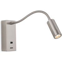 Firstlight Products - Firstlight Clifton led Flexi Wall Reading Light and usb Brushed Steel