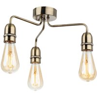 Firstlight Products - Firstlight Leon Industrial 3 Light Flush Ceiling Fitting Antique Brass