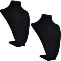 Flannel Jewelry Holder Necklace Bust Black 23 x 11.5 x 30 cm 2 pcs Vidaxl