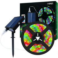 Aiperq - fliti Solar led Strip Outdoor, 5M 280LEDs Solar Powered Color Changing rgb led Strip with 8 Lighting Modes, Waterproof IP67 Decorative