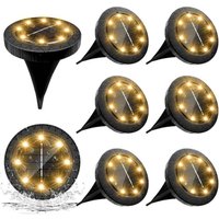Fliti Solar Lights Outdoor, 8 Pack 8 led Solar Light Garden Warm White Lighting Waterproof led Spotlight Outdoor Decoration Solar Panel for Lawn
