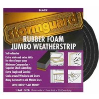 Stormguard - Black Rubber Foam Jumbo Draught Excluder Self Adhesive Weatherstrip 3.05m Stormguard - Black Rubber Foam Jumbo Draught Excluder Self Adhesive Weatherstrip 3.05m