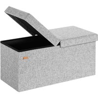 Casaria Foldable Ottoman Chest Bench with Folding Padded Lid 100/131 Litres l Light Grey