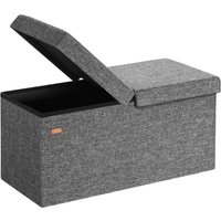 Casaria Foldable Ottoman Chest Bench with Folding Padded Lid 100/131 Litres l Dark Grey