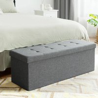 Costway - Folding Storage Ottoman Bench Tufted Faux Leather Toy Box Foot Stool Bench Seat