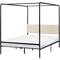 Four Poster Bed Metal MIRABEAU 140 x 200 cm (EU Double) Black