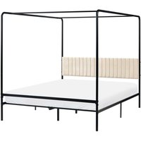 Four Poster Bed Metal MIRABEAU 160 x 200 cm (EU King Size) Black