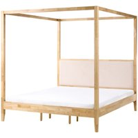 Four Poster Bed Wood HAILLICOURT 180 x 200 cm (EU Super King) Light Brown