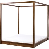 Four Poster Bed Wood HERLIERE 160 x 200 cm (EU King Size) Dark Brown