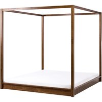 Four Poster Bed Wood HERLIERE 180 x 200 cm (EU Super King) Dark Brown