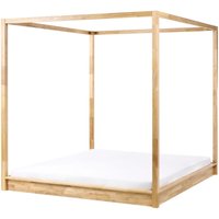 Four Poster Bed Wood HERLIERE 180 x 200 cm (EU Super King) Light Brown