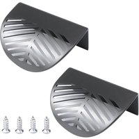 Furniture handles with rounded edges, hollow leaf furniture handles, furniture hardware with mounting screws, grey (set of 2)