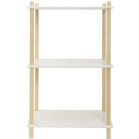 Furniture Hmd - Wooden 3 Tier Shelf Unit Bookshelf Organizer Storage Unit - White and Natural