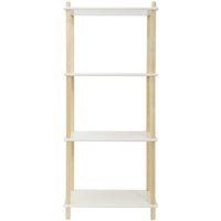 Furniture Hmd - Wooden 4 Tier Shelf Unit Bookshelf Organizer Storage Unit - White and Natural