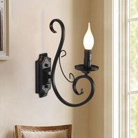 Wall Light Bedside Sconce Lamp Antique Metal E14 Black 1 Light - Ganeed