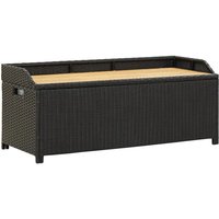 Garden bench, planter, bench with storage space, 120 cm, polyrattan, black