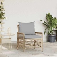 Garden Chair Beige 60 x 70 x 78cm Poly Rattan Vidaxl