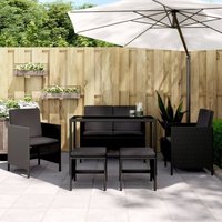 Vidaxl - 6 Piece Garden Dining Set with Cushions Black Poly Rattan