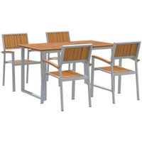 Garden Dining Set 5 pcs Grey and brown 140 x 80 x 75 cm Vidaxl