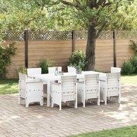 Garden Dining Set 9 pcs White Polt rattan Vidaxl