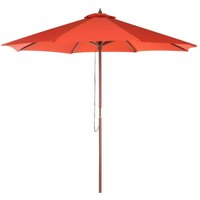 Modern Garden Parasol Solid Wood Pole String Mechanism Red Toscana
