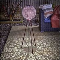 Garden Mile TriSol Free Standing Tripod Solar Powered Lantern Large Silhouette Effect Solar Power Standing Lantern Indoor Outdoor Lighting Garden
