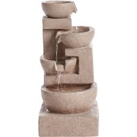 Beliani - Garden Outdoor Fountain Waterfall Water Feature Plugged Resin Light Brown Vallesinella