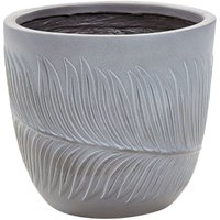 Beliani - Garden Outdoor Plant Pot Planter Leaf Motif Round Stone Clay Fibre 28x28x16 cm Grey Ftero