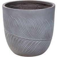 Beliani - Garden Outdoor Plant Pot Planter Leaf Motif Round Stone Clay Fibre 42x42x40 cm Grey Ftero