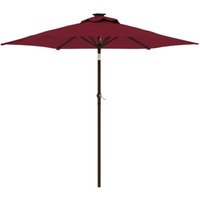 Garden Parasol with LEDs and Steel Pole Bordeaux Red 225x225x212cm Vidaxl