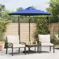 Garden Parasol with LEDs and Steel Pole Azure Blue 225x225x212cm vidaXL