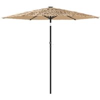 Garden Parasol with LEDs and Steel Pole Brown 268x268x226 cm CFW779244