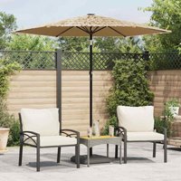 Garden Parasol with LEDs and Steel Pole Brown 223x223x213 cm Vidaxl