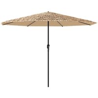 Garden Parasol with LEDs and Steel Pole Brown 324x324x247 cm Vidaxl