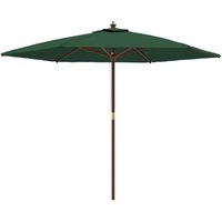Garden Parasol with Wooden Pole Green 299x240 cm Vidaxl