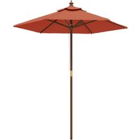 Garden Parasol with Wooden Pole Terracotta 196x231 cm vidaXL