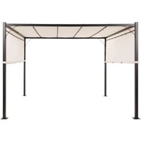 Beliani - Garden Pergola 310 x poliesterbric Shade Metal Frame Solar led Lights Beige Parga